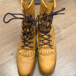 Justin Cottage-Core Leather Lace-Up Boots